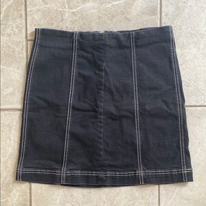 Forever 21 Black Denim Skirt White Stitching Detail